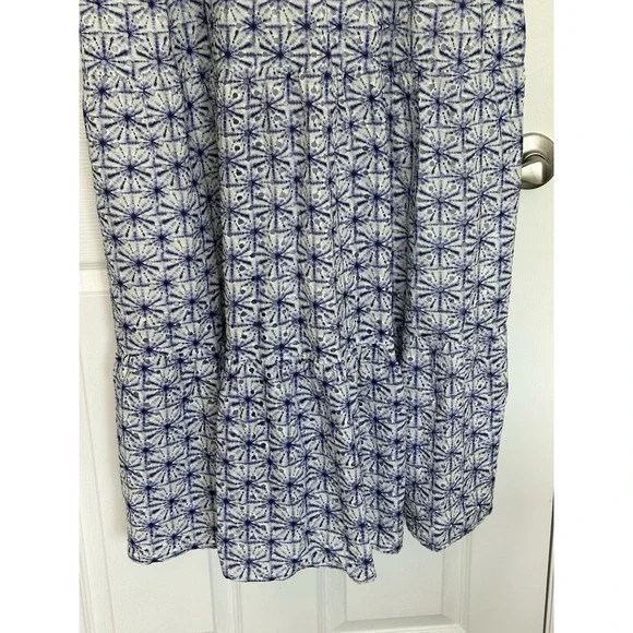 Soft Surroundings Kyoto Embroidered White Blue Eyelet Tiered Maxi Dress Sz PXL - Picture 4 of 12